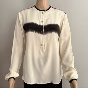 Arthur Mendonça 100% Silk Long Sleeve Button Placket Top Shirt Blouse Size 4